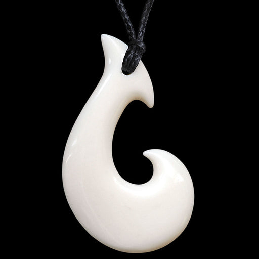 small curved hei Matau bone pendant, handcrafted necklace - Culture Kraze Marketplace.com