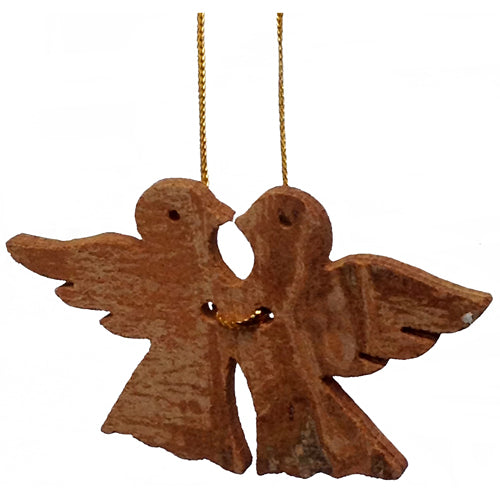 <center>Lovebirds Ornament made from Cinnamon Bark crafted by Artisans in Vietnam <br /> Measures 1 3/4&rdquo; high x 2 7/8&rdquo; wide x 1/8&rdquo; deep</center>