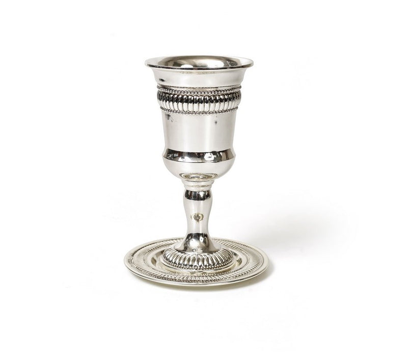 Silver Plated Kiddush Cup on Stem with Matching Plate - Regency Design - Culture Kraze Marketplace.com