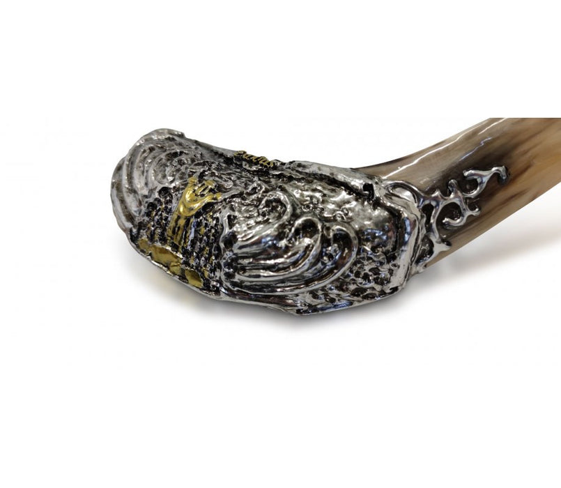 Decorative Rams Horn Shofar, Gold and Silver - Exodus, Crossing The Red Sea - Culture Kraze Marketplace.com