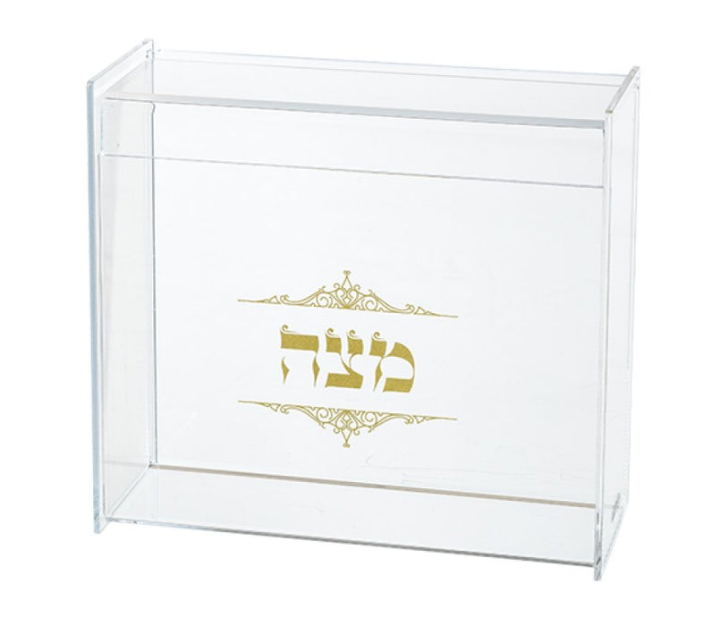Decorative Lucite Matzah Stand and Box with Lid - Matzah in Gold - Culture Kraze Marketplace.com