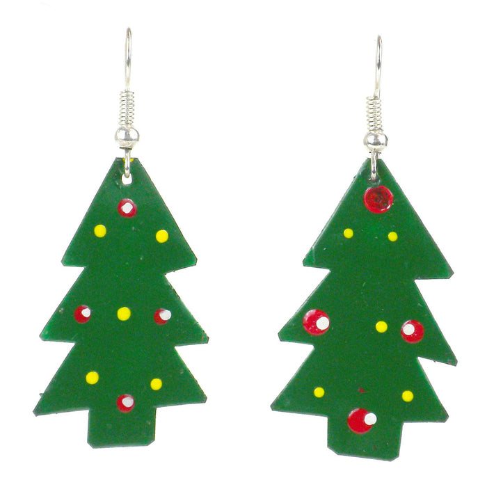 Set of 10 Painted Tin Christmas Tree Earrings -Creative Alternatives - Culture Kraze Marketplace.com