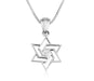 Sterling Silver Pendant Necklace - Angular Star of David with Crystals - Culture Kraze Marketplace.com