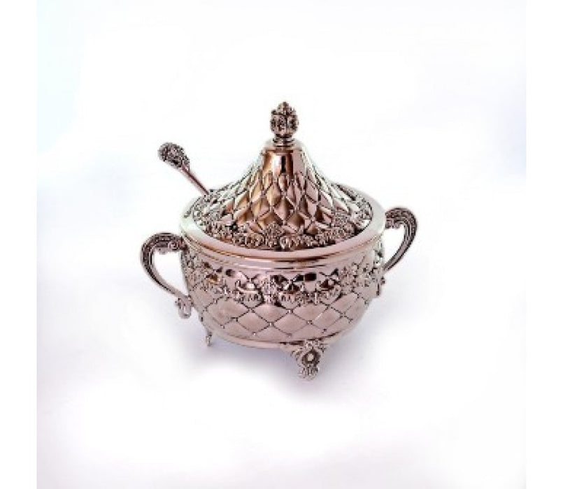 Raised Honey Dish with Diamond Design, Dome Lid - Decorative Spoon - Culture Kraze Marketplace.com