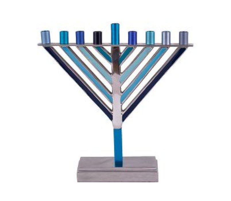Yair Emanuel Chabad Chanukah Menorah, Shades of Blue – 8.5 Inches High - Culture Kraze Marketplace.com