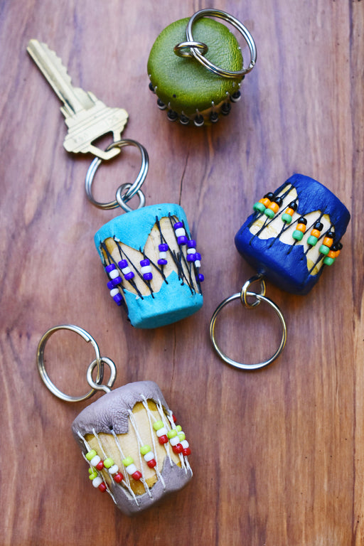 Set of Four Assorted Colorful African Drum Keychains - Culture Kraze Marketplace.com