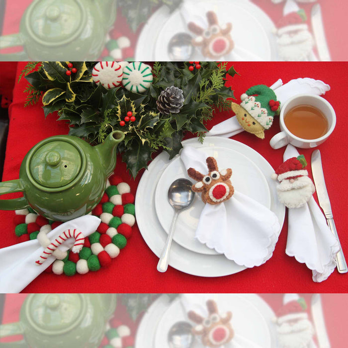 Felted Christmas Napkin Rings Set of Four - Culture Kraze Marketplace.com