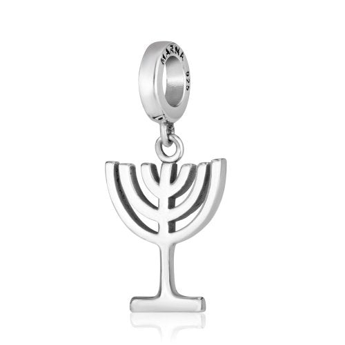 Sterling Silver Bracelet Charm - 7-Branch Temple Menorah - Culture Kraze Marketplace.com