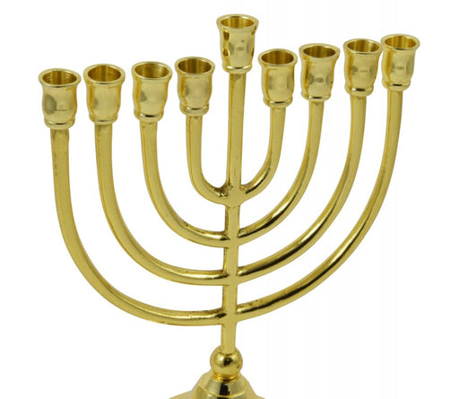 Gold Metal Chanukah Menorah Classic Design, for Candles - 10 Inches - Culture Kraze Marketplace.com