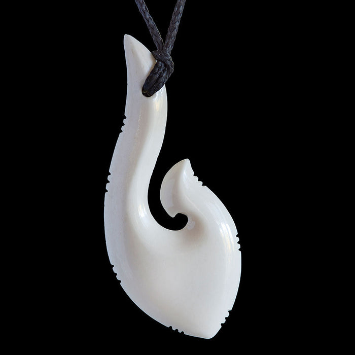 Bone Pendant, Large Matau-Hook  (m) - Culture Kraze Marketplace.com