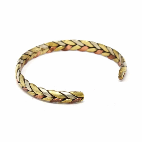 Copper and Brass Cuff Bracelet: Healing Trinity - DZI (J) - Culture Kraze Marketplace.com