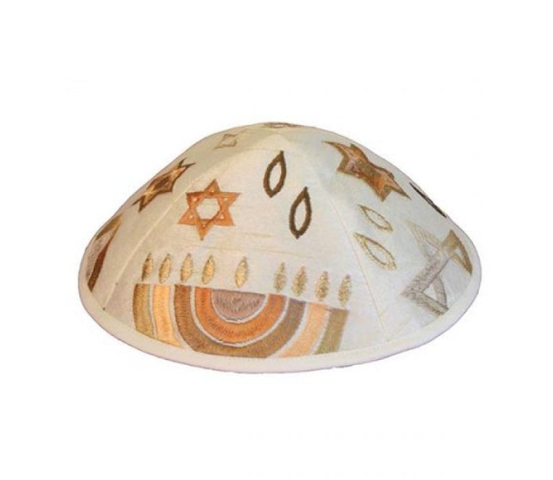 Judaic Symbols Embroidered Kippah by Yair Emanuel - Culture Kraze Marketplace.com