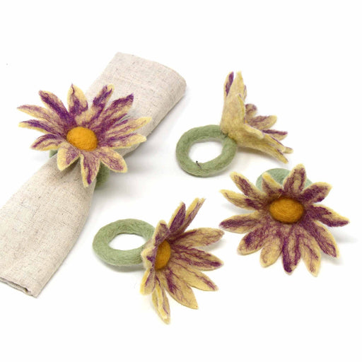 Purple Daisy Napkin Rings Set of Four - Culture Kraze Marketplace.com