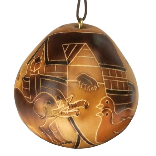 <center>Noah's Ark Gourd Ornament - Side w/ Ark crafted by Artisans in Peru </center>