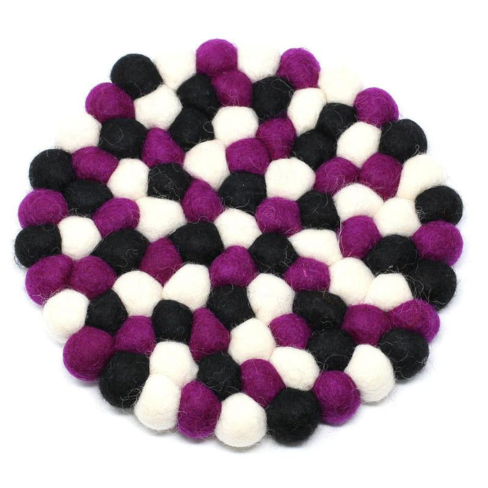 Handmade Felt Ball Royal Colors Coasters 4-pack - Culture Kraze Marketplace.com