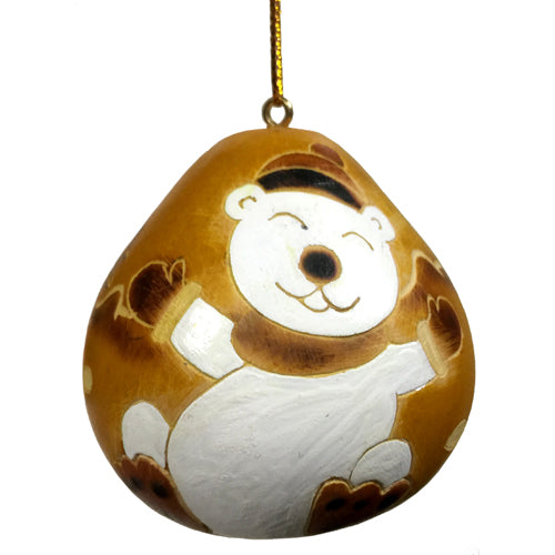 <center>Snow Bear Gourd Ornament (Front View) crafted by Artisans in Peru </center>