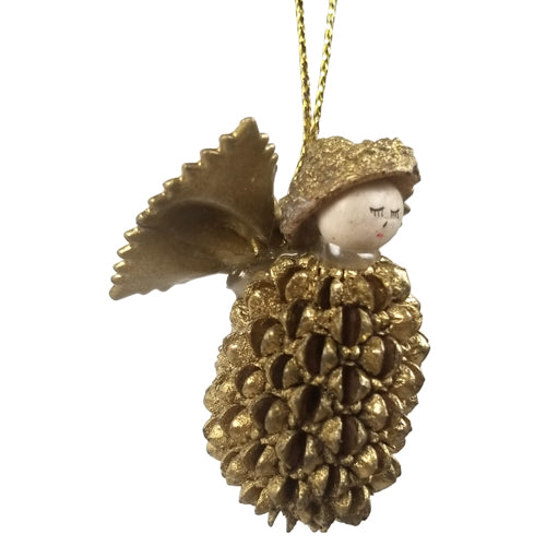 <center> Side View of Angel Ornament flying with its Pasta Wings <br>Handmade by Artisans in Ecuador </center>