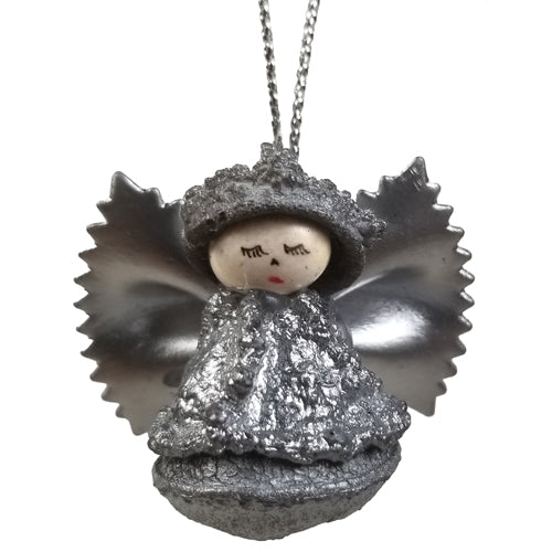 <center>  This Angel Ornament is made from a Eucalyptus Pod.<br>The Wings are made from Pasta, and the Head is a white bean<br>Handmade by Artisans in Ecuador <center>