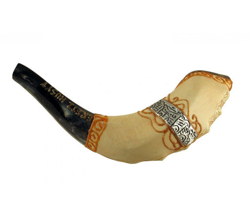 Dark Hand Painted Rams Horn Shofar -Jerusalem - Culture Kraze Marketplace.com