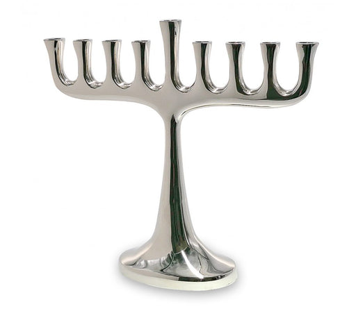 Aluminum Chanukah Menorah with Contemporary Style Branches - 10 Inches - Culture Kraze Marketplace.com