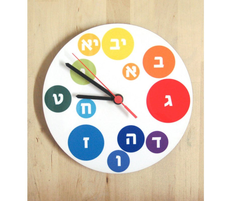 Barbara Shaw Wall Clock - Hebrew Letters Bubbles - Culture Kraze Marketplace.com