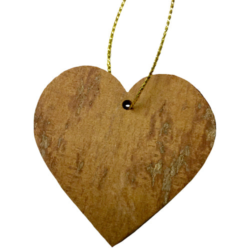 <center>Heart Ornament made from Cinnamon Bark crafted by Artisans in Vietnam <br /> Measures 1 3/4&rdquo; high x 2 7/8&rdquo; wide x 1/8&rdquo; deep</center>