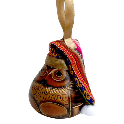<center>Owl with Hat Ornaments - Hand Carved in Peru<center>