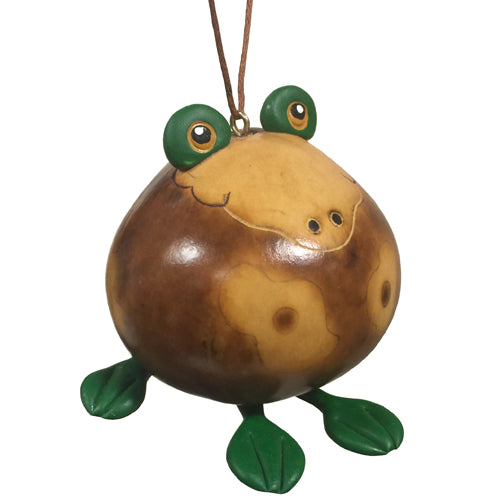 <center>Ceramic Accented Frog Gourd Ornament</br>Handmade by Artisans in Peru</center>