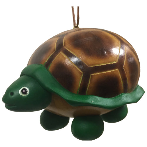 <center>Ceramic Accented Turtle Gourd Ornament</br>Handmade by Artisans in Peru</center>