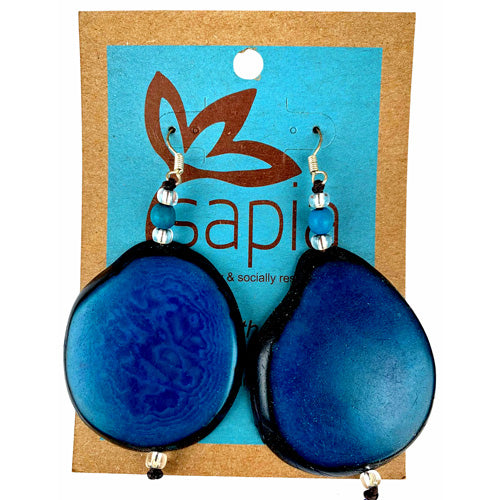 <center>Tagua Slice Earrings - Turquoise</br>Handmade in Colombia</center>