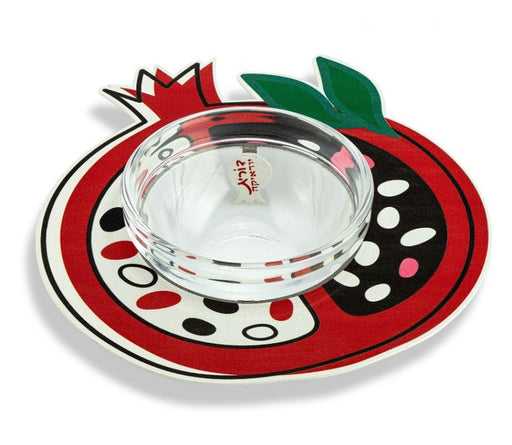Dorit Judaica Pomegranate Shaped Honey Dish, Glass Bowl - Lively Colors - Culture Kraze Marketplace.com