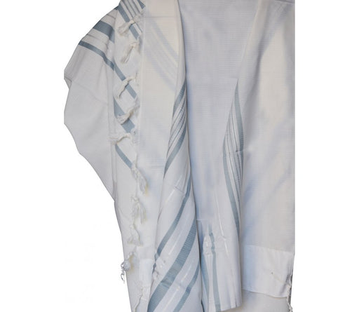 Talitnia Gilboa Light Weight Non Slip Tallit Wool Tallit Prayer Shawl - Light Blue Strips - Culture Kraze Marketplace.com