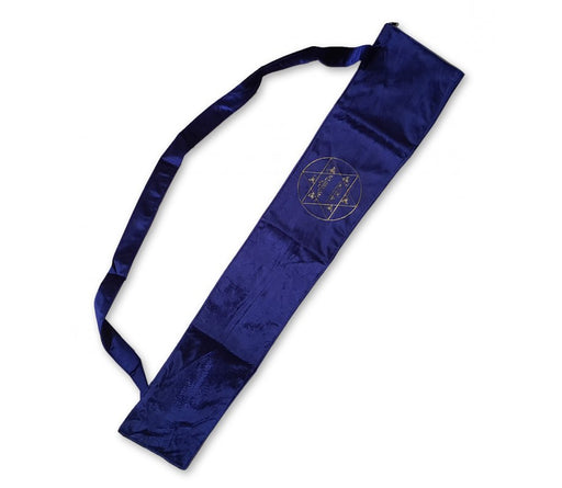 Yemenite Shofar Pouch Blue Velvet - Gold Embroidery Jerusalem & Star of David - Culture Kraze Marketplace.com