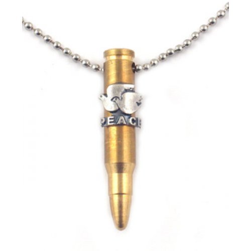 Bronze Israeli Army M-16 Rifle Bullet Pendant - Dove of Peace Emblem - Culture Kraze Marketplace.com