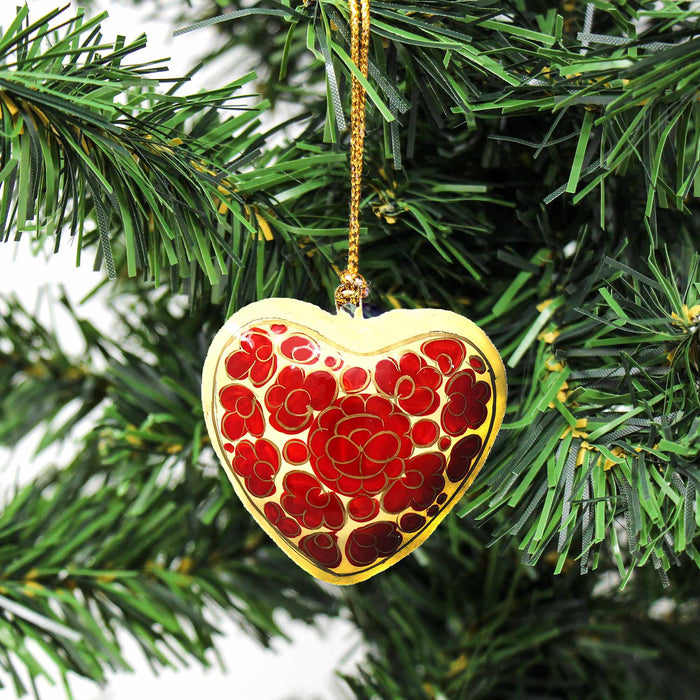 Handpainted Ornaments, Floral Heart - Pack of 3 - Culture Kraze Marketplace.com