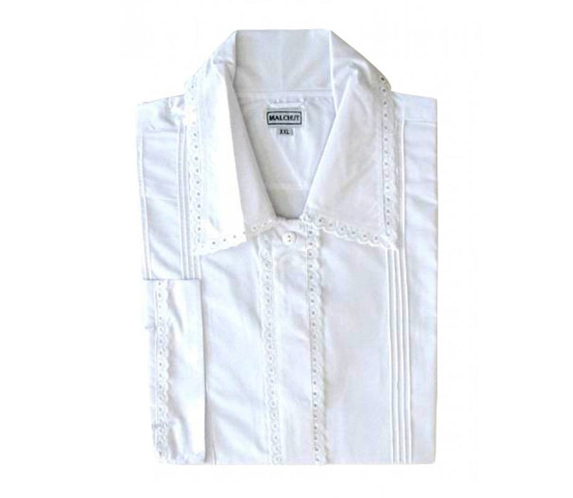 White Cotton Polyester Kittel Robe - Lace Finish - Culture Kraze Marketplace.com
