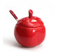 Apple Shape Rosh Hashanah Honey Dish With Cover and Spoon, Ceramic - Red - Culture Kraze Marketplace.com