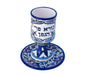 Kiddush Cup on Stem with Tray in Blue Armenian Design – Blessing Words - Culture Kraze Marketplace.com