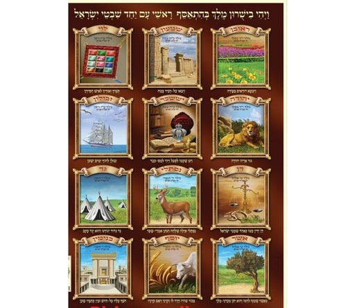 Laminated Colorful Wall Poster - Twelve Tribes of Israel with Symbols - Culture Kraze Marketplace.com