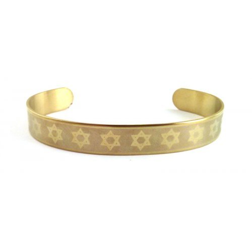 Gold Stainless Steel Adjustable One Size Cuff Bracelet - Star of David - Culture Kraze Marketplace.com