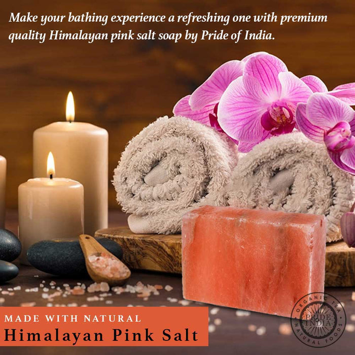 Himalayan Pink Salt Soap by Pride of India – Mineral Rich – Massage Bar/ Spa Ritual at Home – Chemical-free/Natural Occurring Salt Crystals Soap – Good for Skin/Hydrating-2