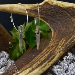 Sterling Silver Viking Charm Sword Earrings( Pair) - Culture Kraze Marketplace.com