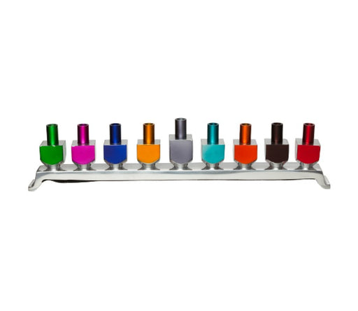 Chanukah Menorah with Dreidel Design Candle Holders – Multi Colored - Culture Kraze Marketplace.com