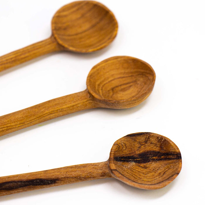 Simple Batik Olive Wood Appetizer Set of 3 (Fork, Spoon, Spreader) - Culture Kraze Marketplace.com