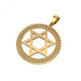14K Gold Star of David Pendant Circular Frame with Olive Leaf Decoration - Culture Kraze Marketplace.com