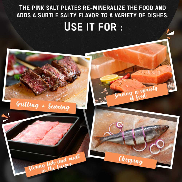 Himalayan Pink Salt Cooking Plate by Pride of India – Serving Plate for Cutting/Grilling – 100% Naturally Occurring Pink Salt/Food Grade – Easy to Use -Grilling Ideas for Kitchen-5