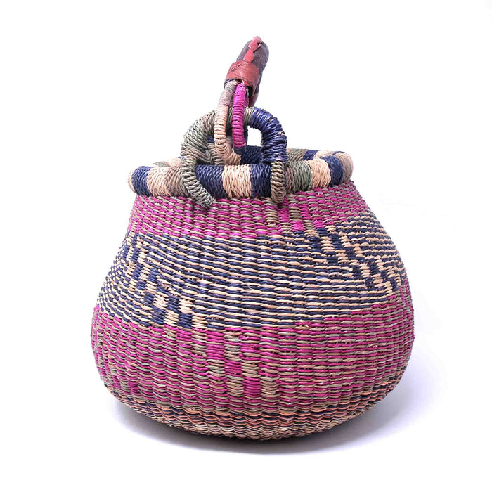Small Bolga Pot Basket - Mixed Colors - Culture Kraze Marketplace.com