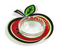 Dorit Judaica Apple Shaped Honey Dish with Glass Bowl - Red Black and Green - Culture Kraze Marketplace.com