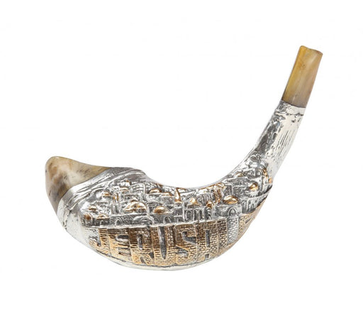 Two Tone Jerusalem Sterling Silver Ram's Horn Shofar - Culture Kraze Marketplace.com