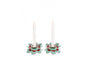 Small Dorit Judaica Shabbat Candlesticks Flower Design - Red and Turquoise - Culture Kraze Marketplace.com